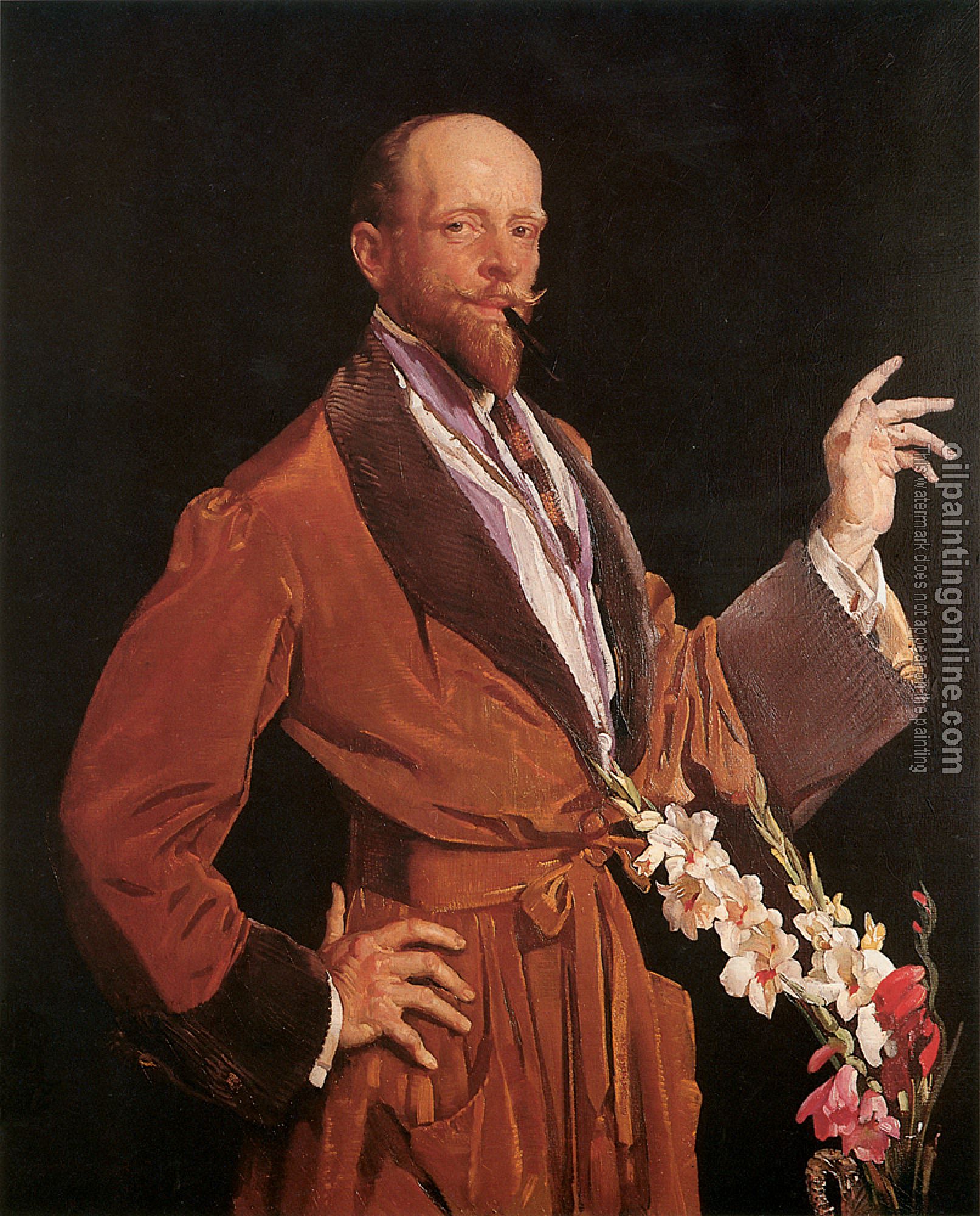 George Lambert - Self Portrait with Gladioli